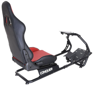 Conquer Racing Simulator Cockpit Driving Seat with Gear Shifter Mount Reclinable Gaming Chair