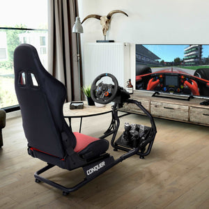 Conquer Racing Simulator Cockpit Driving Gaming Reclinable Seat with Gear Shifter Mount